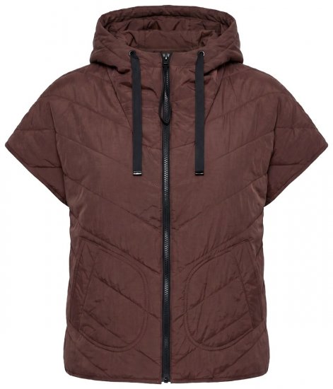 Ulla Popken 851785 Oversize prešívaná vesta s kapucňou Hnedá - Vesty - 
