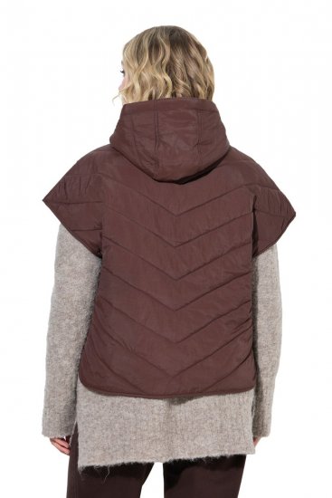 Ulla Popken 851785 Oversize prešívaná vesta s kapucňou Hnedá - Vesty - 