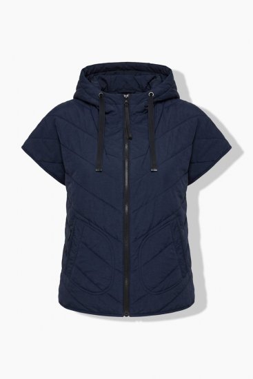 Ulla Popken 851785 Oversize prešívaná vesta s kapucňou Tmavomodrá - Vesty - 