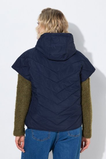 Ulla Popken 851785 Oversize prešívaná vesta s kapucňou Tmavomodrá - Vesty - 
