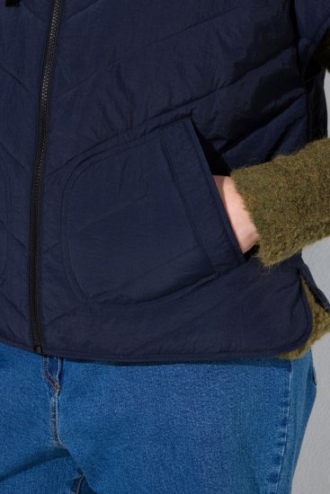 Ulla Popken 851785 Oversize prešívaná vesta s kapucňou Tmavomodrá - Vesty - 
