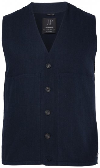 JP1880 851800 Tvídová vesta so vzorom rybej kosti Tmavomodrá - Obleky - Obleky 2XL-8XL