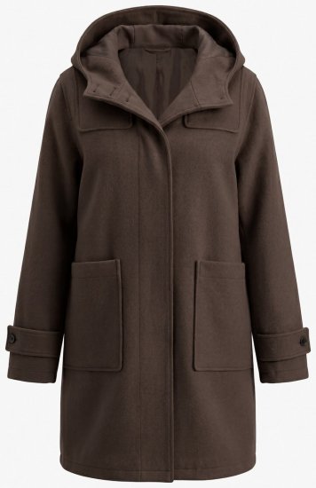 Ulla Popken 851803 Duffle coat Tmavohnedá - Kabáty - Dámske kabáty veľkých veľkostí