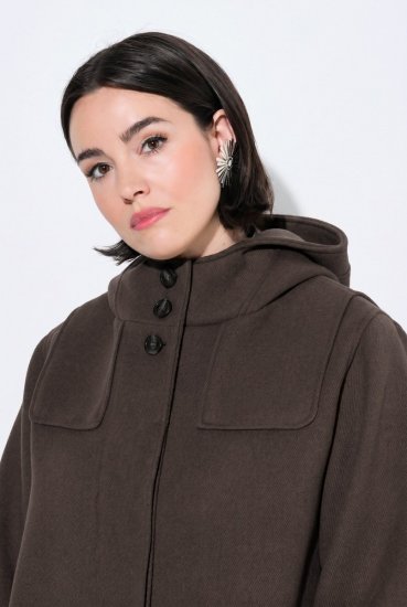 Ulla Popken 851803 Duffle coat Tmavohnedá - Kabáty - Dámske kabáty veľkých veľkostí