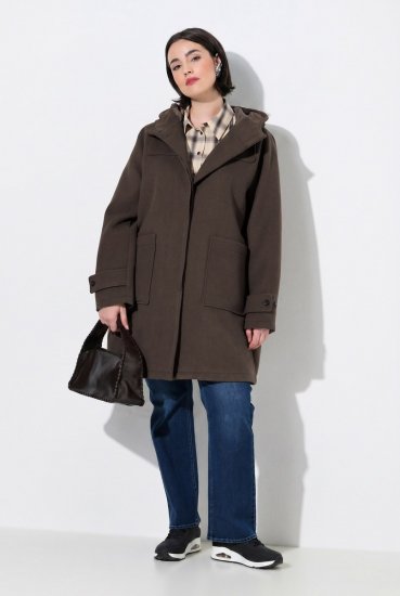 Ulla Popken 851803 Duffle coat Tmavohnedá - Kabáty - Dámske kabáty veľkých veľkostí