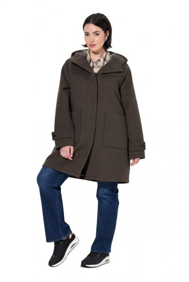 Ulla Popken 851803 Duffle coat Tmavohnedá - Kabáty - Dámske kabáty veľkých veľkostí