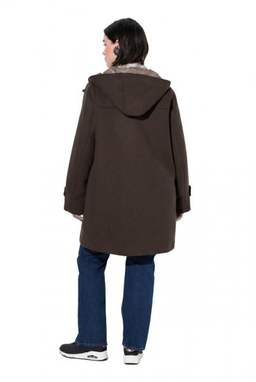 Ulla Popken 851803 Duffle coat Tmavohnedá - Kabáty - Dámske kabáty veľkých veľkostí