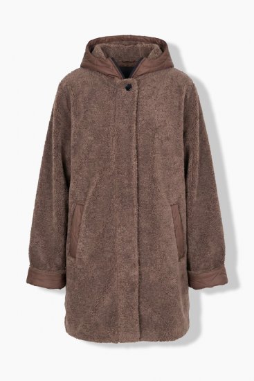Ulla Popken 851809 Teddy bunda Svetlohnedá - Bundy - Dámske bundy vo veľkých veľkostiach