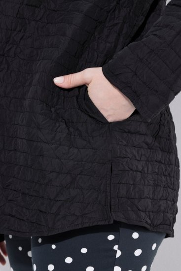 Ulla Popken 852076 Prešívaná krepová bunda so stojačikom Čierna - Bundy - Dámske bundy vo veľkých veľkostiach