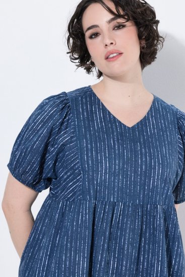 Ulla Popken 852214 Pruhované midi šaty Tmavomodrá - Midi šaty - Midi šaty pre plnoštíhle ženy