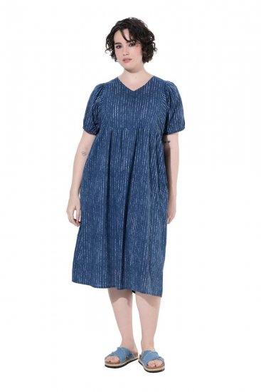 Ulla Popken 852214 Pruhované midi šaty Tmavomodrá - Midi šaty - Midi šaty pre plnoštíhle ženy