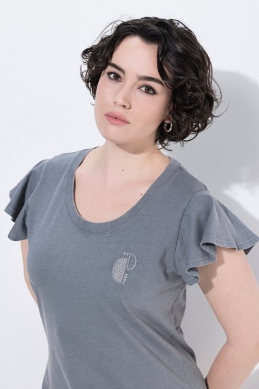 Ulla Popken 852218 Midi šaty s krátkym rukávom Sivá - Midi šaty - Midi šaty pre plnoštíhle ženy