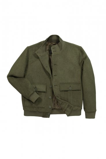 JP1880 852294 Bunda zo zmesi vlny so stojačikom Khaki zelená - Bundy - Bundy Nadmerné Veľkosti 2XL-8XL
