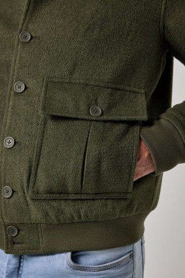 JP1880 852294 Bunda zo zmesi vlny so stojačikom Khaki zelená - Bundy - Bundy Nadmerné Veľkosti 2XL-8XL