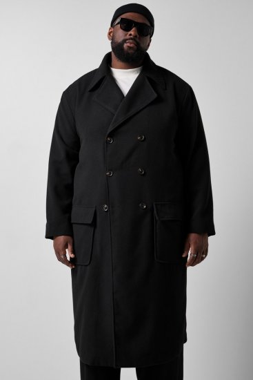 STHUGE 852519 Klasický Vlnený kabát Čierna - Bundy - Bundy Nadmerné Veľkosti 2XL-8XL