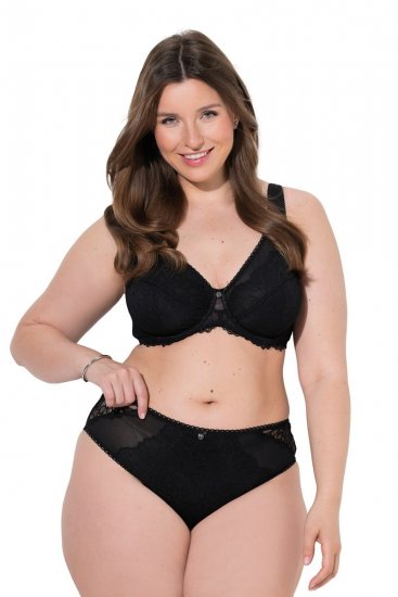 Ulla Popken 853040 Boxerky s čipkou Čierna - Nohavičky - 