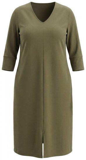 Ulla Popken 853510 Midi šaty s vreckami Khaki - Midi šaty - Midi šaty pre plnoštíhle ženy