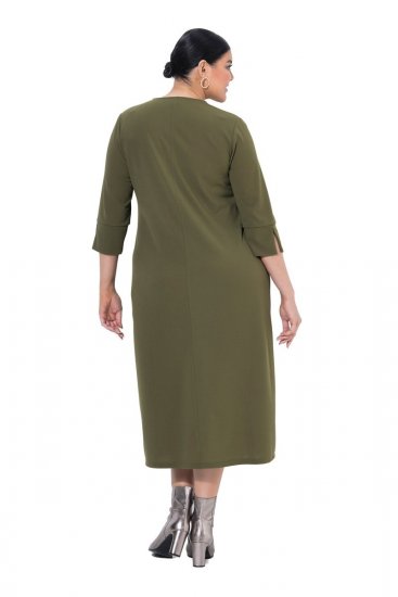Ulla Popken 853510 Midi šaty s vreckami Khaki - Midi šaty - Midi šaty pre plnoštíhle ženy