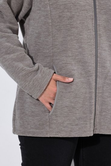 Ulla Popken 853668 Fleecová bunda so stojačikom Sivá - Flísové oblečenie - 