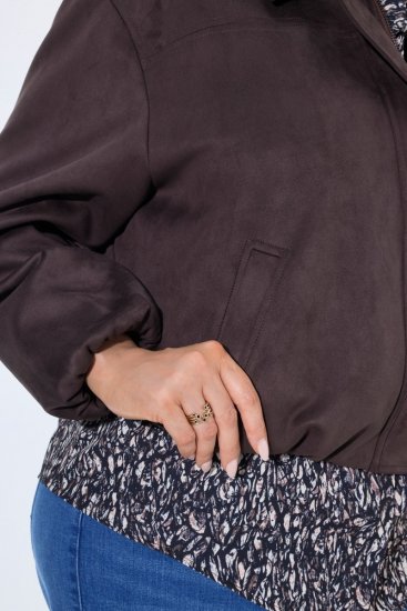 Ulla Popken 853792 Bunda z umelého semišu Hnedá - Bundy - Dámske bundy vo veľkých veľkostiach