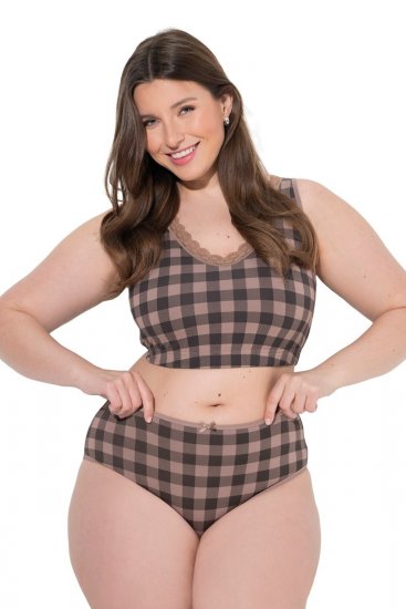 Ulla Popken 854114 Kockované nohavičky 5 ks Taupe - Nohavičky - 