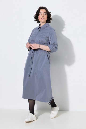 Ulla Popken 854413 Midi šaty so sťahovacou šnúrkou Sivá - Midi šaty - Midi šaty pre plnoštíhle ženy