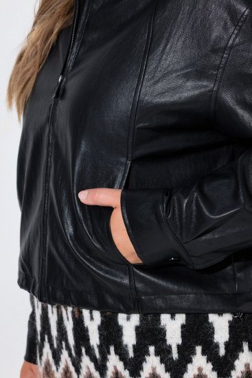 Ulla Popken 854795 Biker bunda z umelej kože Čierna - Bundy - Dámske bundy vo veľkých veľkostiach