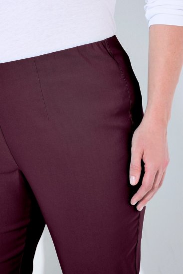 Ulla Popken 854910 Teplé strečové nohavice s pružným pásom Baklažánová - Látkové nohavice - Dámske široké nohavice plus size