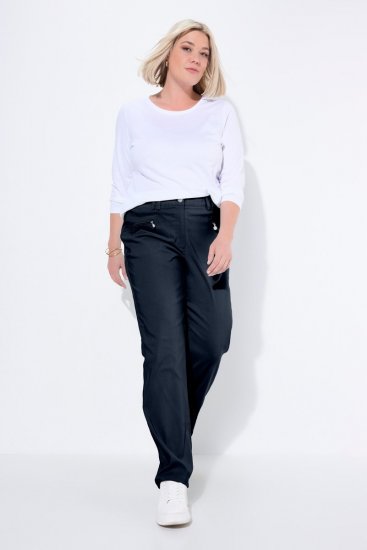 Ulla Popken 854987 Teplé strečové nohavice s pohodlným pásom Tmavomodrá - Látkové nohavice - Dámske široké nohavice plus size