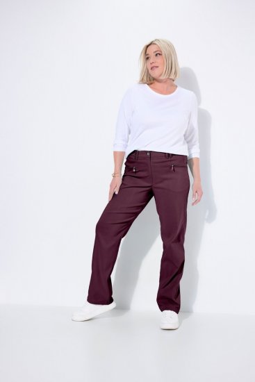 Ulla Popken 854987 Teplé strečové nohavice s pohodlným pásom Baklažánová - Látkové nohavice - Dámske široké nohavice plus size