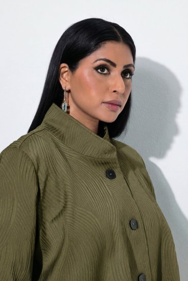 Ulla Popken 855125 Sako Khaki - Bundy - Dámske bundy vo veľkých veľkostiach