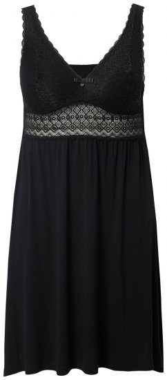 Ulla Popken 855428 Negližé s čipkou Čierna - Nočné košele - 