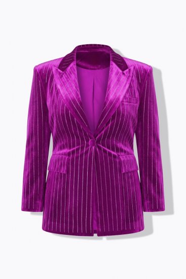 Ulla Popken 855499 Zamatové sako s kamienkami Purpurová - Saká - Saká v nadmerných veľkostiach