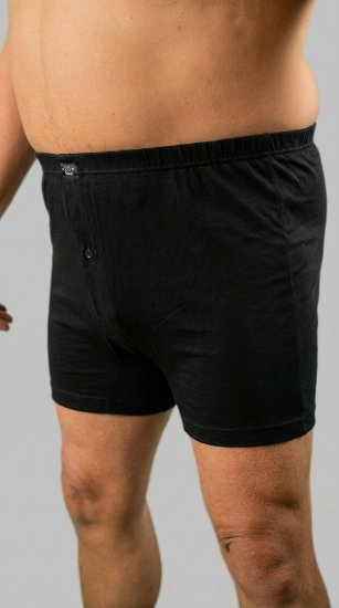 20 Nodi 935 Combed Cotton Jersey Boxer with Front Button Fly Black - Boxerky - Boxerky 2XL-12XL