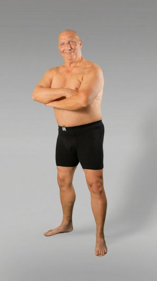 20 Nodi 938 Stretch Cotton Boxer with Embroidered Long Leg Black - Boxerky - Boxerky 2XL-12XL