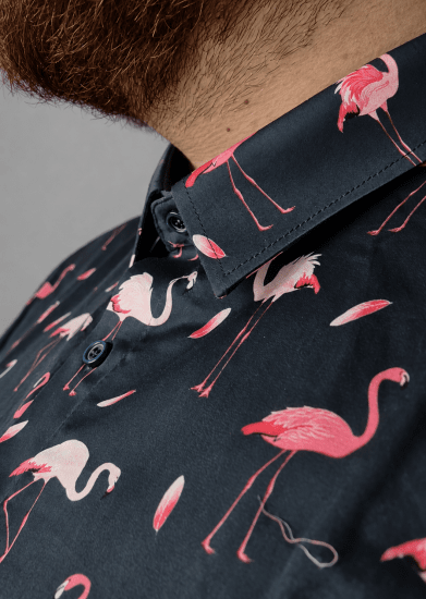 Kam Jeans 6068 Flamingo Short Sleeve Shirt Navy - Košele - Košele 2XL-10XL