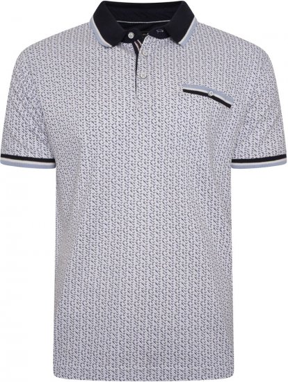 Kam Jeans 5487 Dobby Print Pique Polo White - Polokošele - Polokošele 2XL-8XL