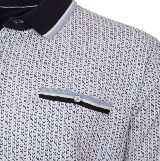 Kam Jeans 5487 Dobby Print Pique Polo White - Polokošele - Polokošele 2XL-8XL