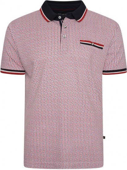 Kam Jeans 5487 Dobby Print Pique Polo Red - Polokošele - Polokošele 2XL-8XL