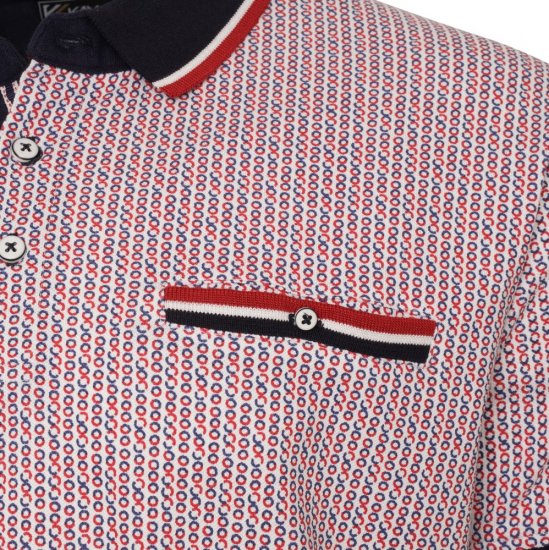 Kam Jeans 5487 Dobby Print Pique Polo Red - Polokošele - Polokošele 2XL-8XL
