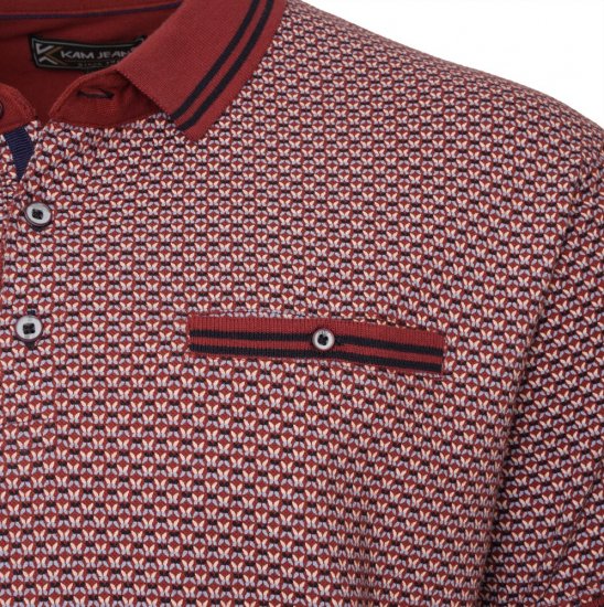  Kam Jeans 5488 Dobby Print Pique Polo Wine - Polokošele - Polokošele 2XL-8XL