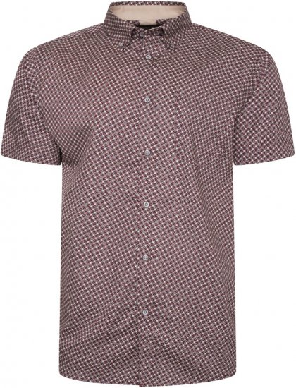 Kam Jeans 6280 All Over Geo Print Shirt Burgundy - Košele - Košele 2XL-10XL