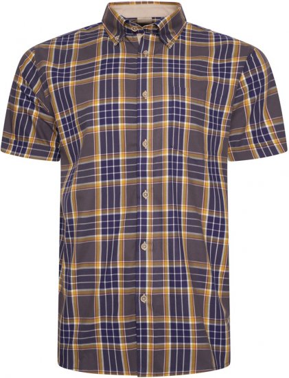 Kam Jeans 6282 Casual SS Check Shirt Navy - Košele - Košele 2XL-10XL
