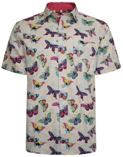 Kam Jeans 6044 Butterfly Digital Short Sleeve Print Shirt Multi-Colored - Košele - Košele 2XL-10XL