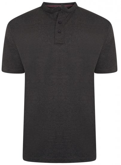 Kam Jeans 5744 Textured Jersey Grandad Top Charcoal - Tričká - Nadrozmerné tričká - 2XL-14XL