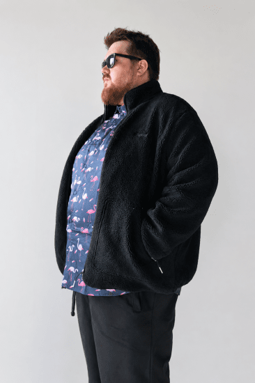 Jack & Jones Norrebro Teddy Jacket Black - Bundy - Bundy Nadmerné Veľkosti 2XL-8XL