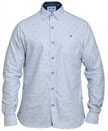 D555 Addington Printed Oxford Shirt Blue - Košele - Košele 2XL-10XL