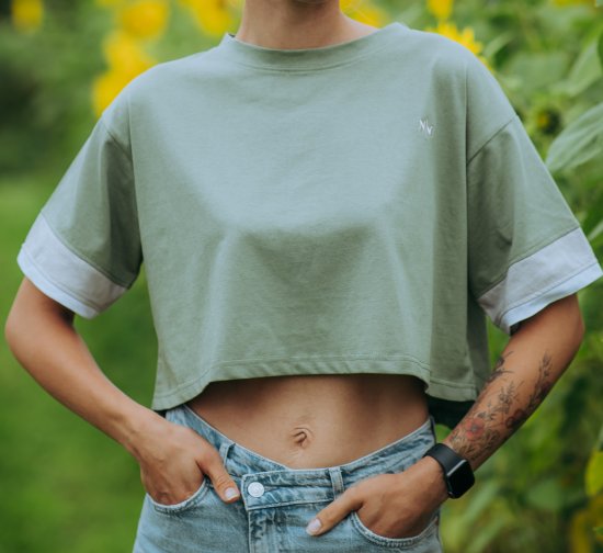 Nora Mikken AGNES Crop Top Green - Tričká - 