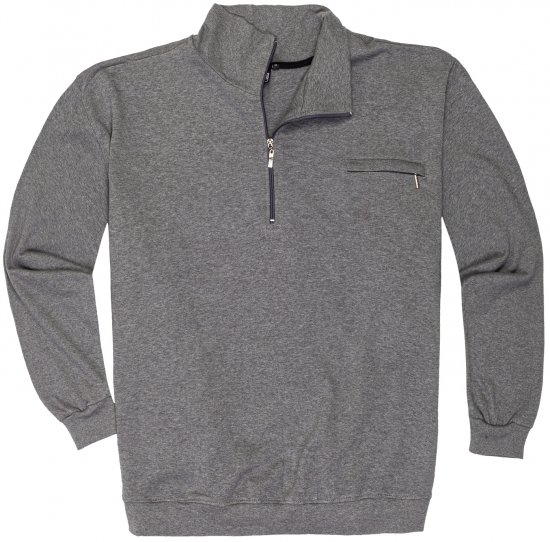 Adamo Athen Sweatshirt Half Zipper Grey - Mikiny & Mikiny bez kapucne - Mikiny & Mikiny s Kapucňou 2XL-12XL
