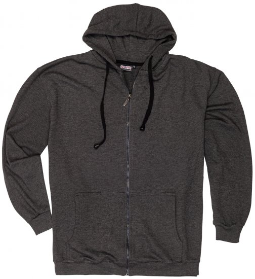 Adamo Athen Hoodie with Zipper Charcoal - Mikiny & Mikiny bez kapucne - Mikiny & Mikiny s Kapucňou 2XL-12XL